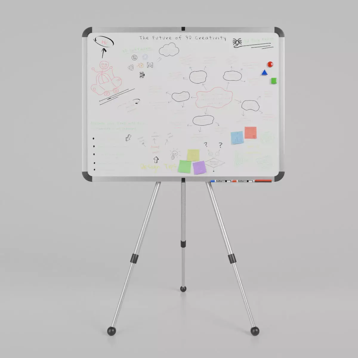 Customizable Metal Whiteboard with Stand - Writing Board Low-poly 3D model