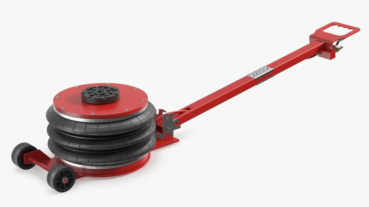 Compact Air Spring Vehicle Jack Red Rigged for Cinema 4D 3D model