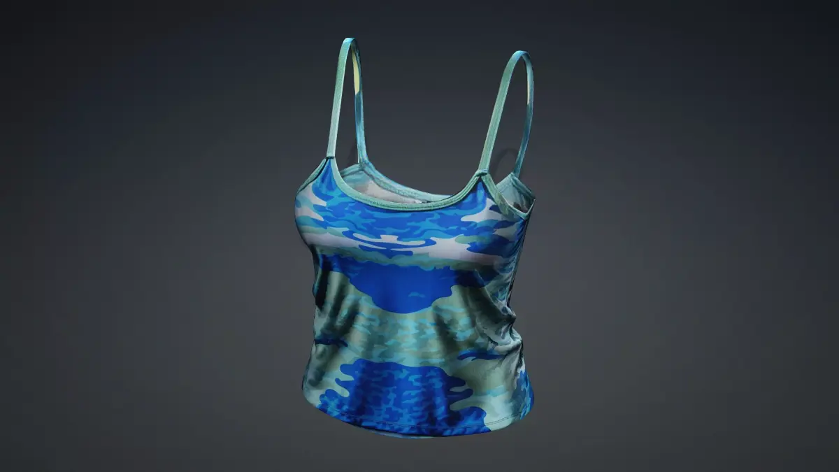 Blue camo Military top game ready UE5 Low-poly 3D model
