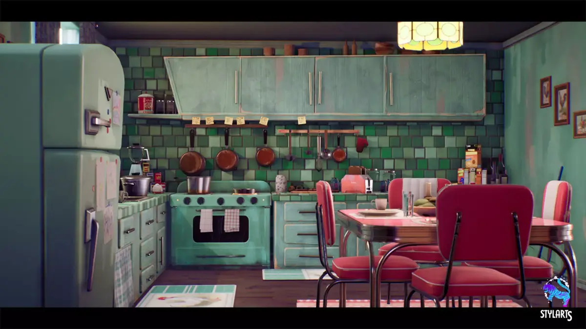 Stylized House Interior Free low-poly 3D model