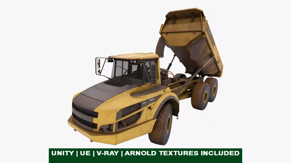 Generic Dirty Articulated Mining Truck 04 All PBR Textures Low-poly 3D model