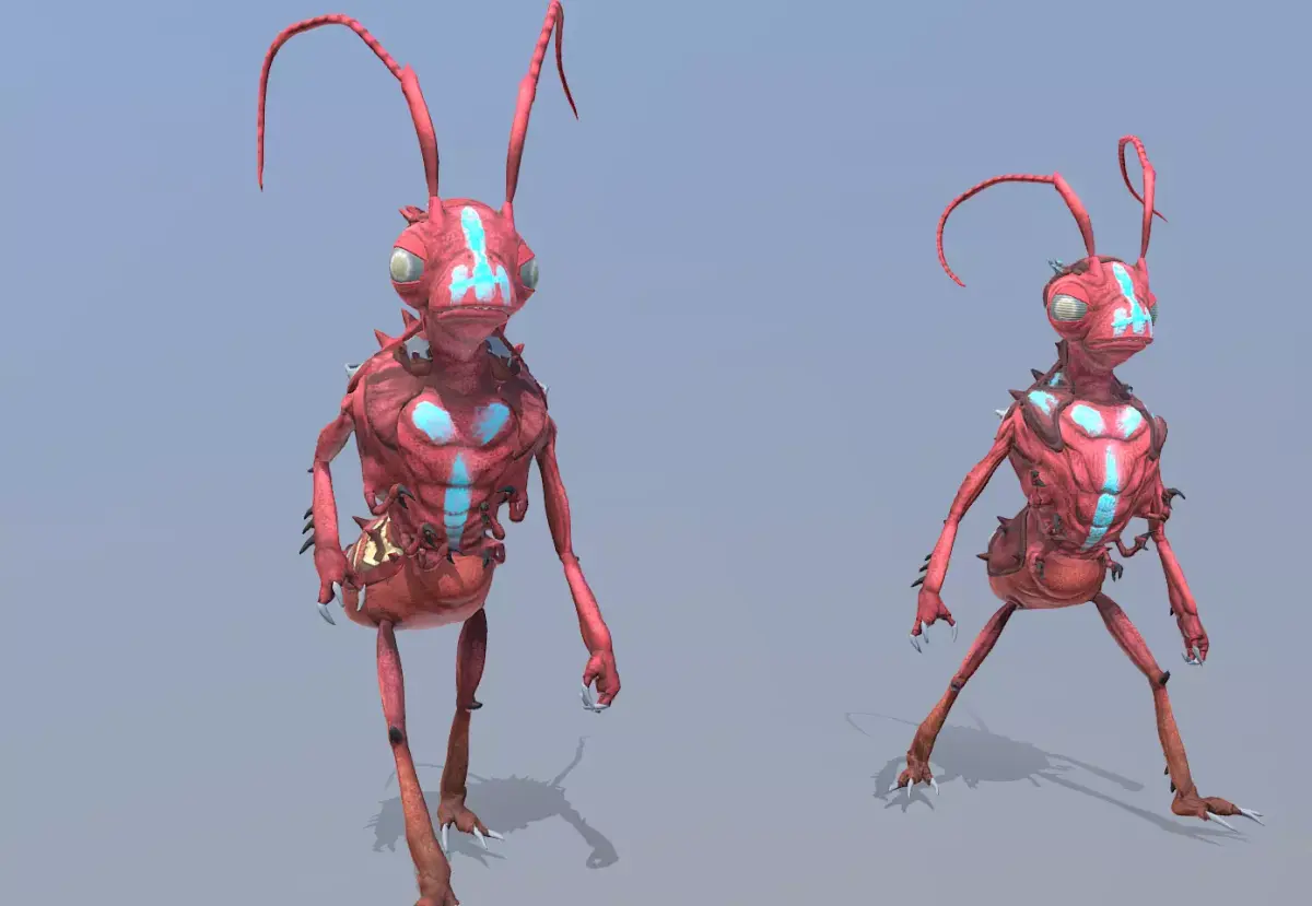 Red Ant walk and Idle Fbx Png 3D model