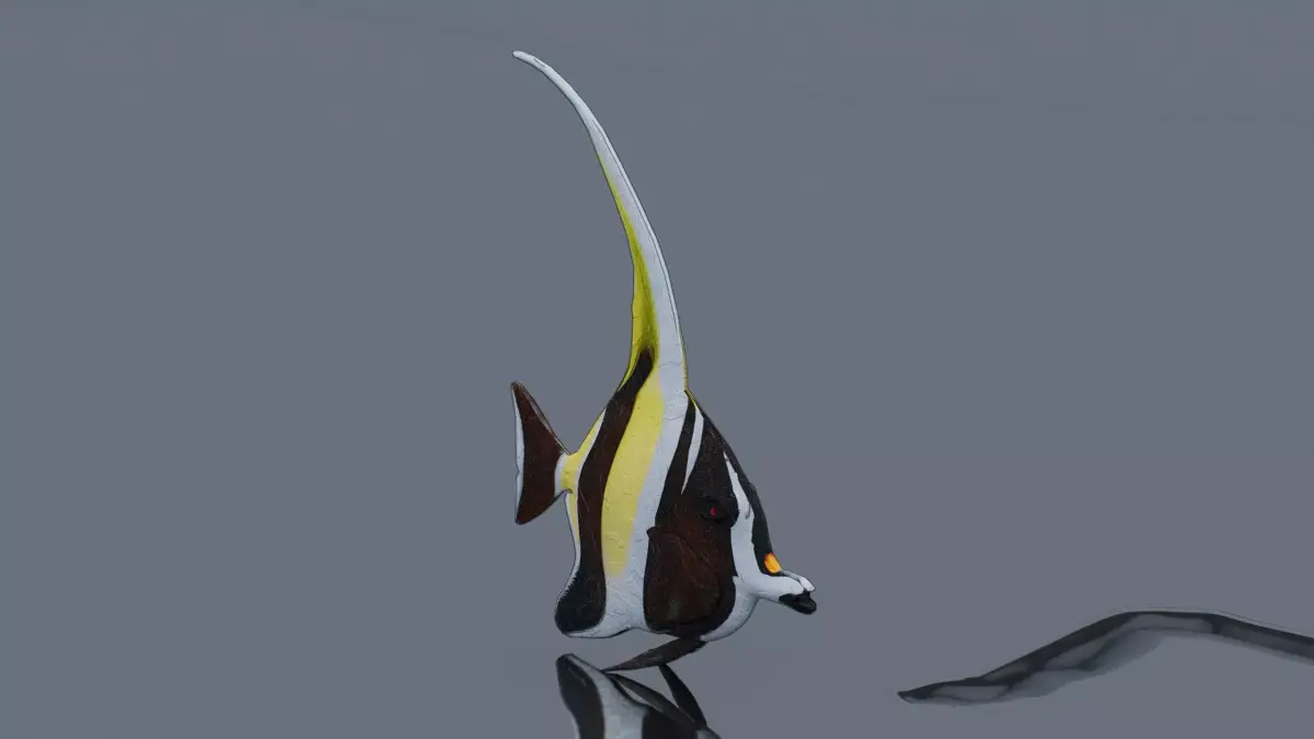 Banded Butterflyfish Low-poly 3D model