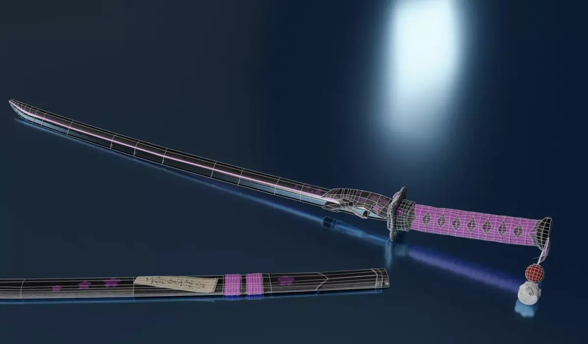 Flower Katana  - Game Ready Low-poly 3D model
