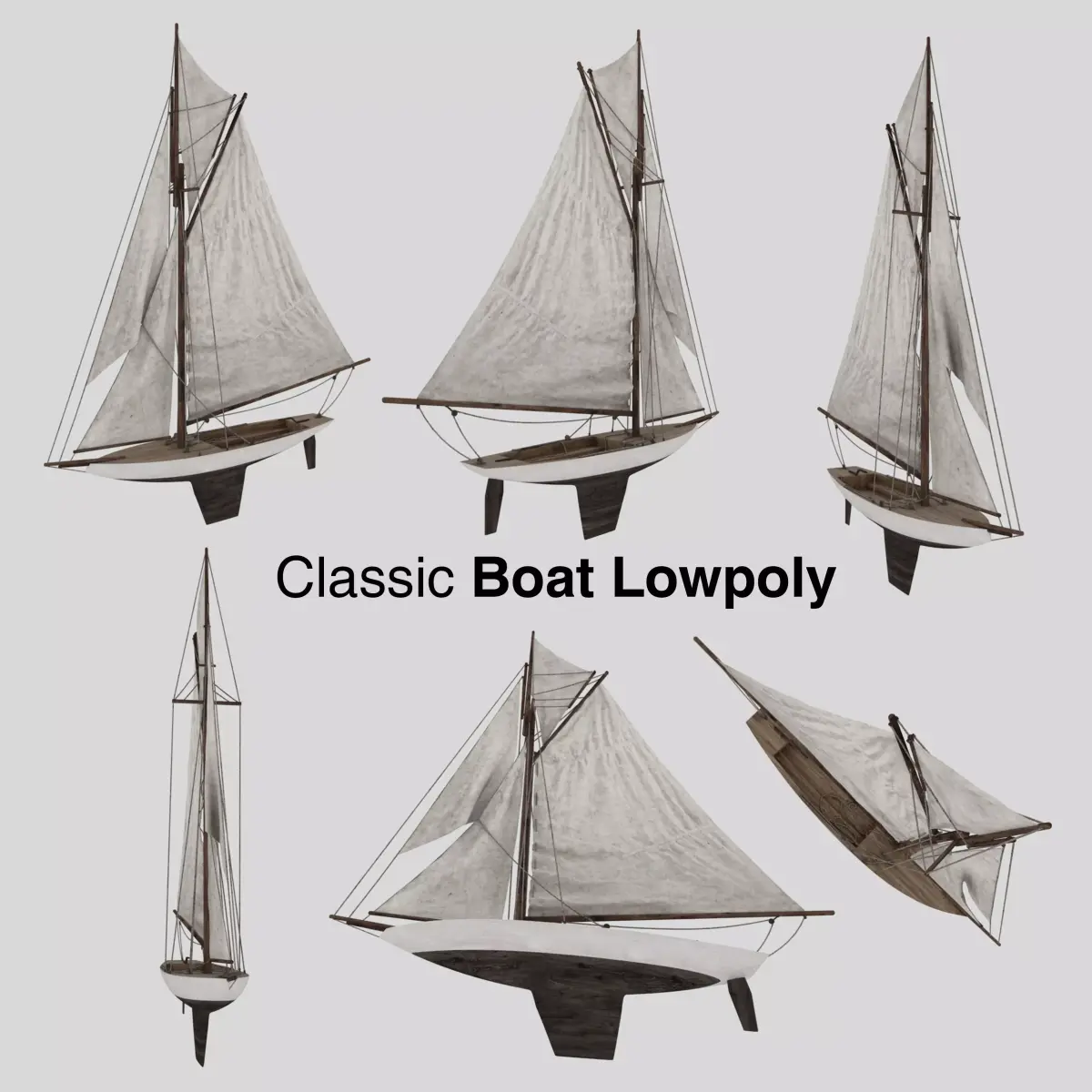 Classic Boat Low-poly 3D model