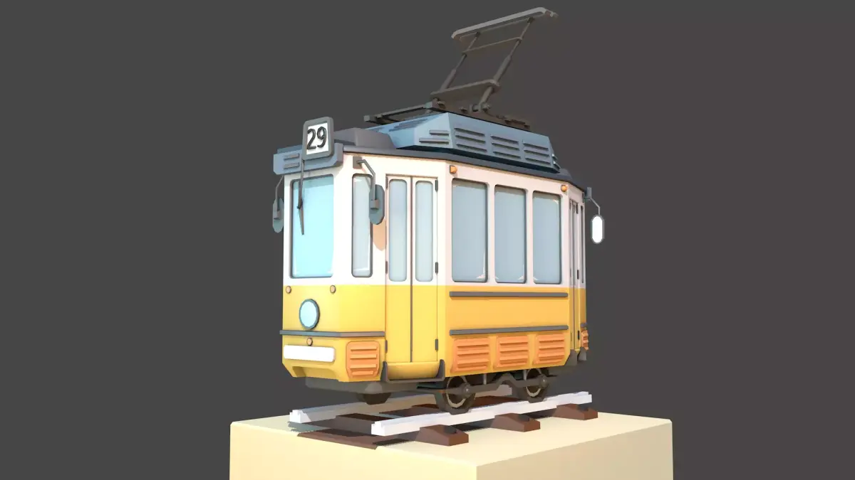 Old Tram Budapest  Low-poly 3D model