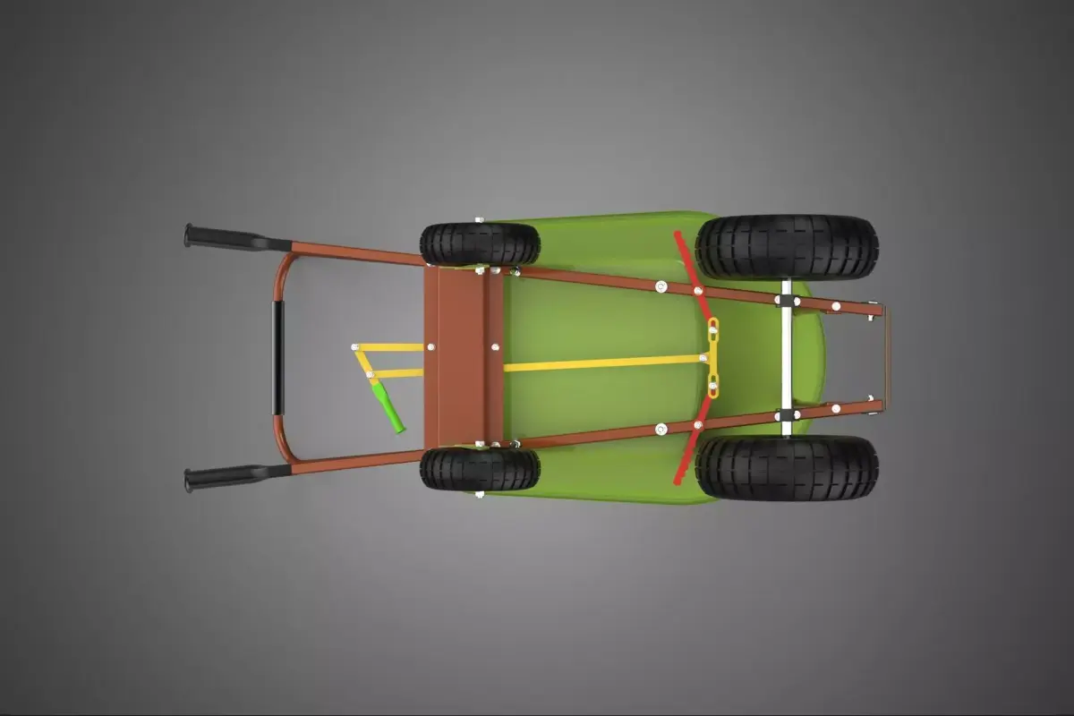 BRAKING SYSTEM TIPPING FOUR WHEEL WHEELBARROW BARROW DUMP LINER 3D model