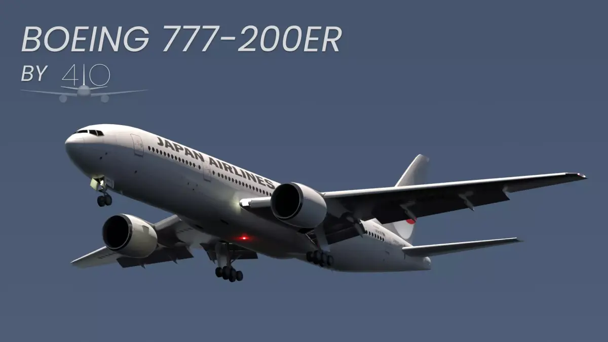 ANIMATED Boeing 777-200ER - Japan Airlines Livery 3D model