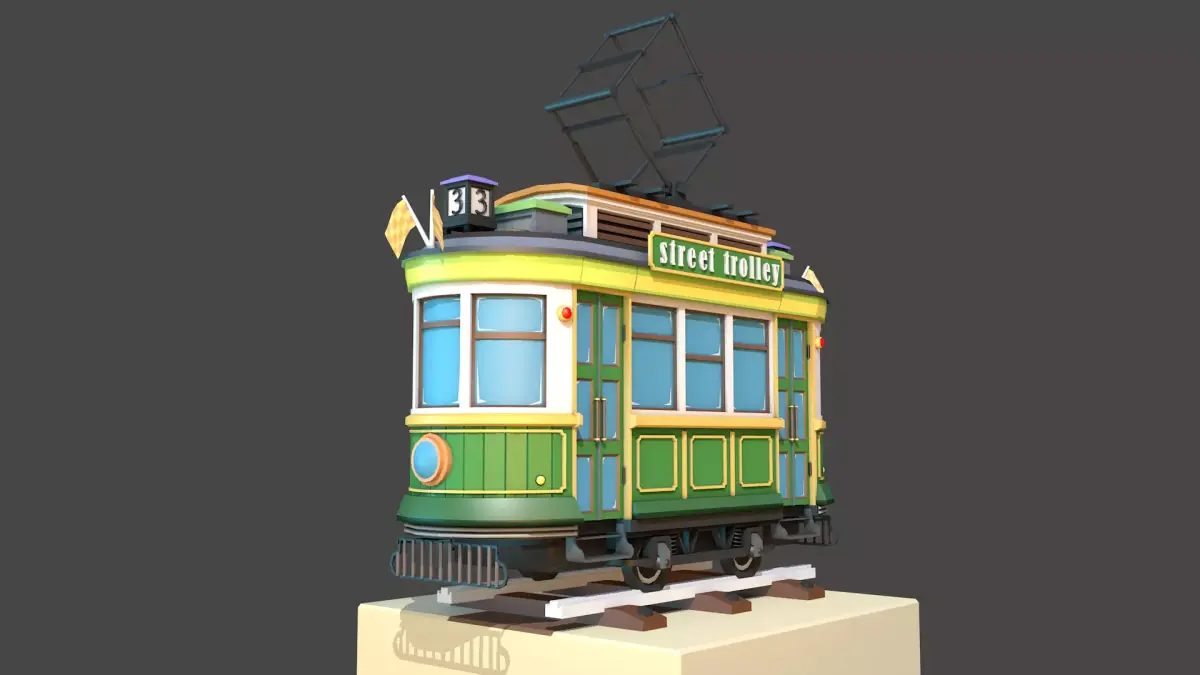 Classic City Tram Low-poly 3D model