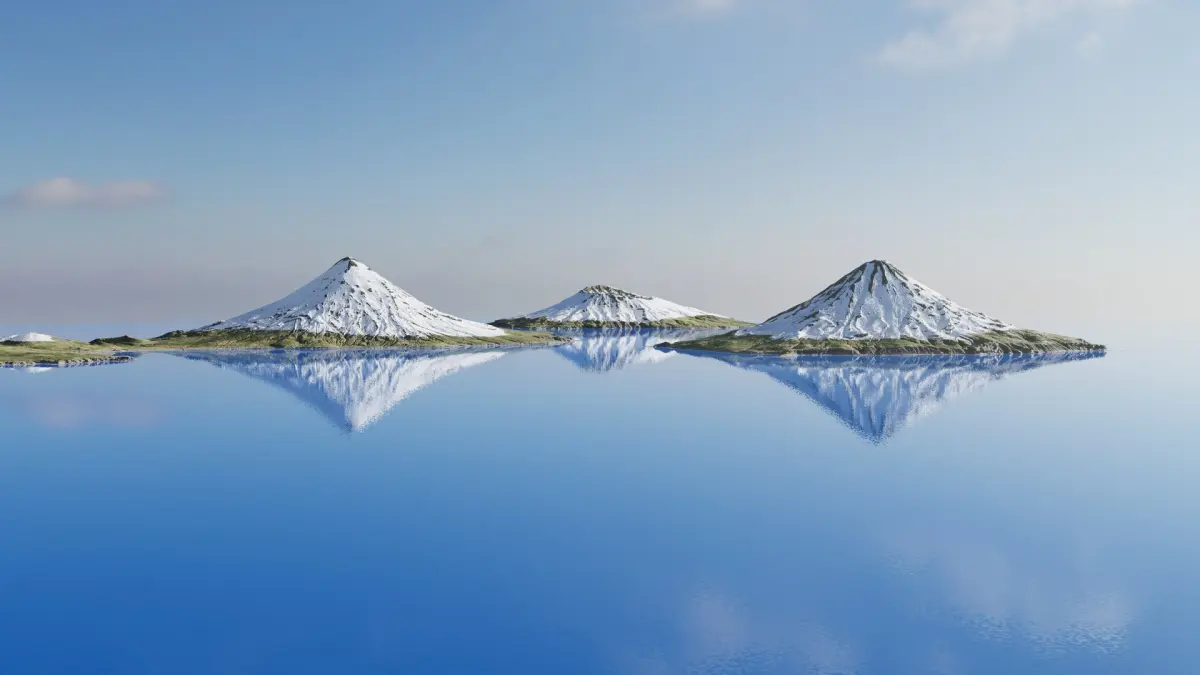 Snowy volcano islands PBR 3D model