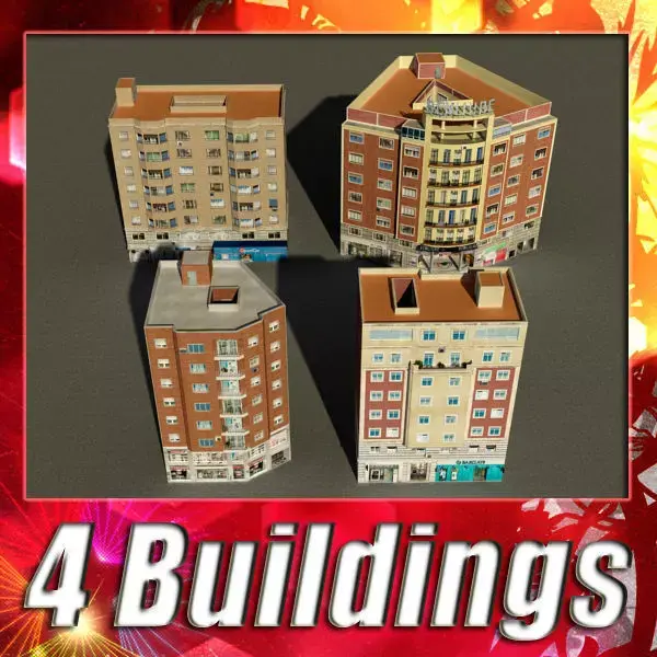 Building Collection 77-80 Low-poly 3D model