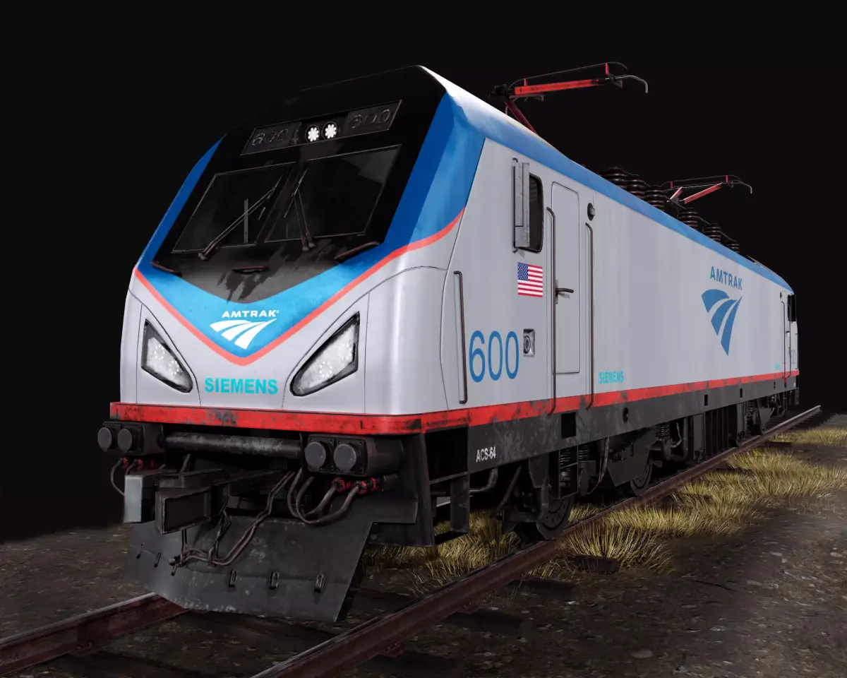 Siemens ACS-64 Locomotive AMTRACK Low-poly 3D model