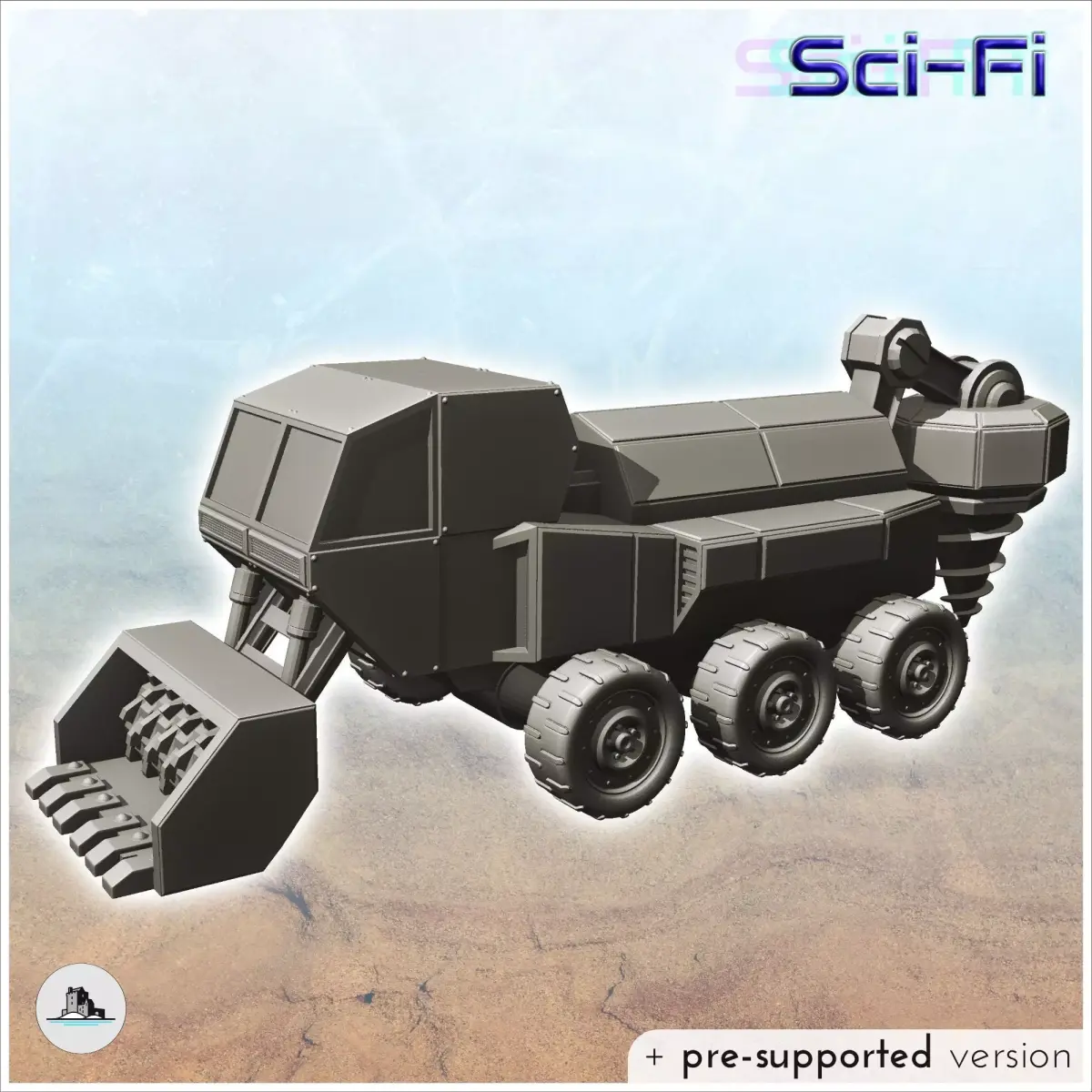 Futuristic mining truck with shovel and drill 2 - Future Sci-Fi  3D print model