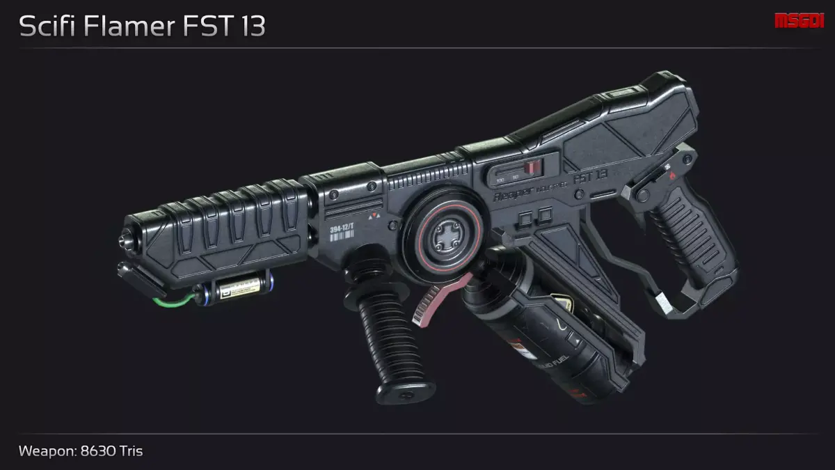 Scifi Flamer FST 13 Low-poly 3D model