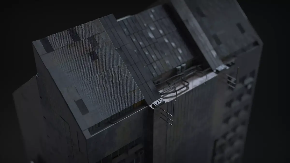 Brutalist Scifi Future Building 07 3D model