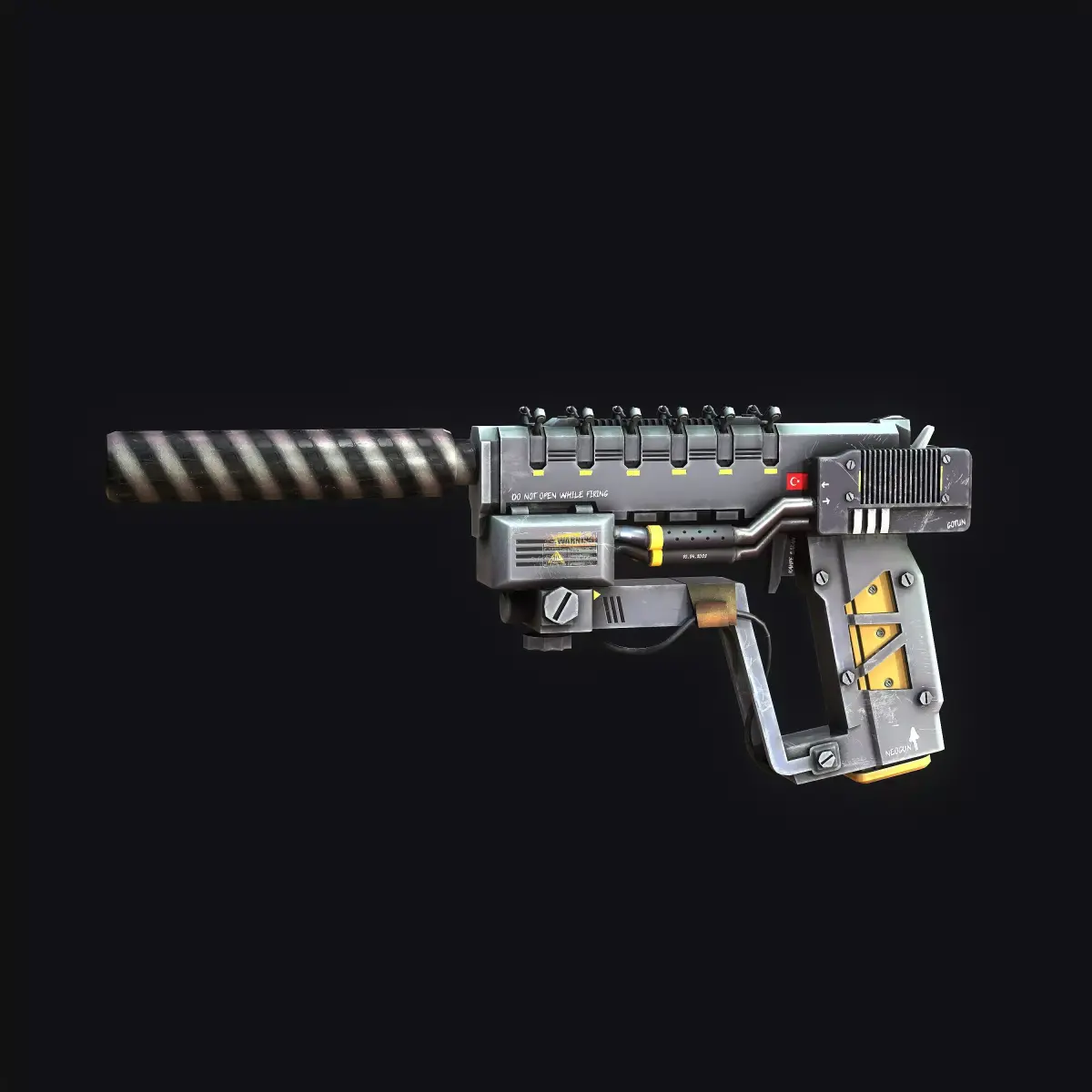 Sci-Fi Pistol Low-poly 3D model 7