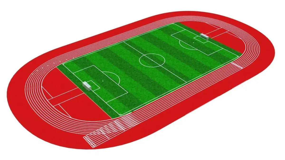 soccor ball field with athletic track Low-poly 3D model