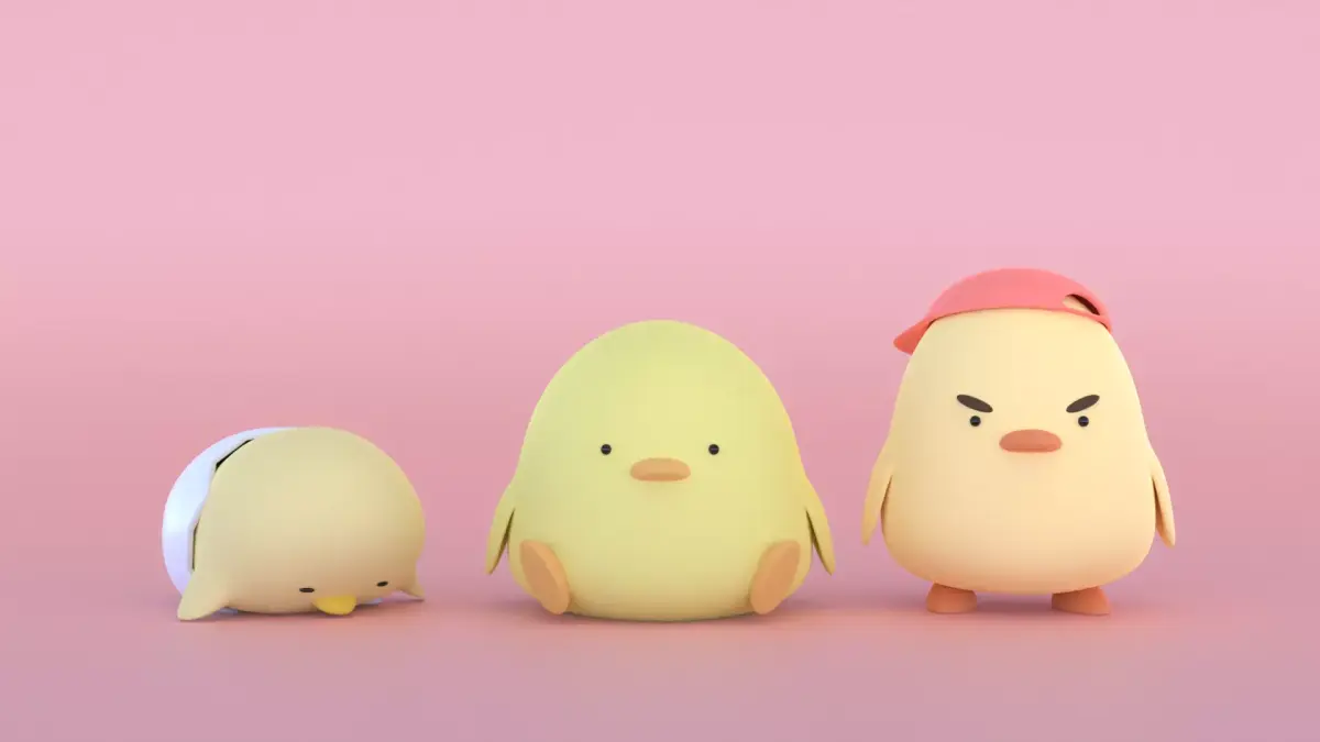 Chick Trio Free low-poly 3D model
