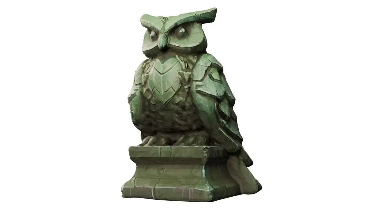 Stylized Stone Owl Statue  Game Ready 3D Model Low-poly 3D model