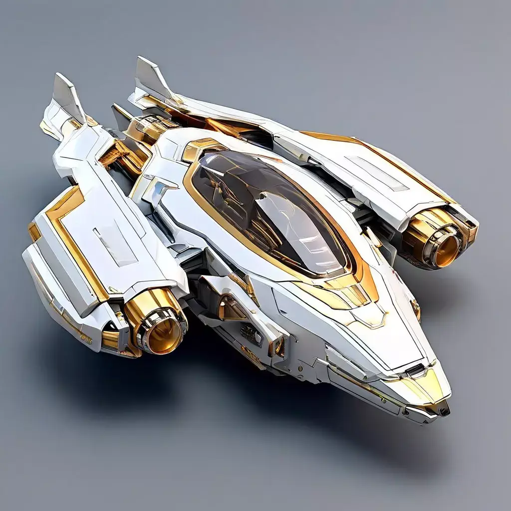 SciFi Starship White Gold Explorer Low-poly 3D model