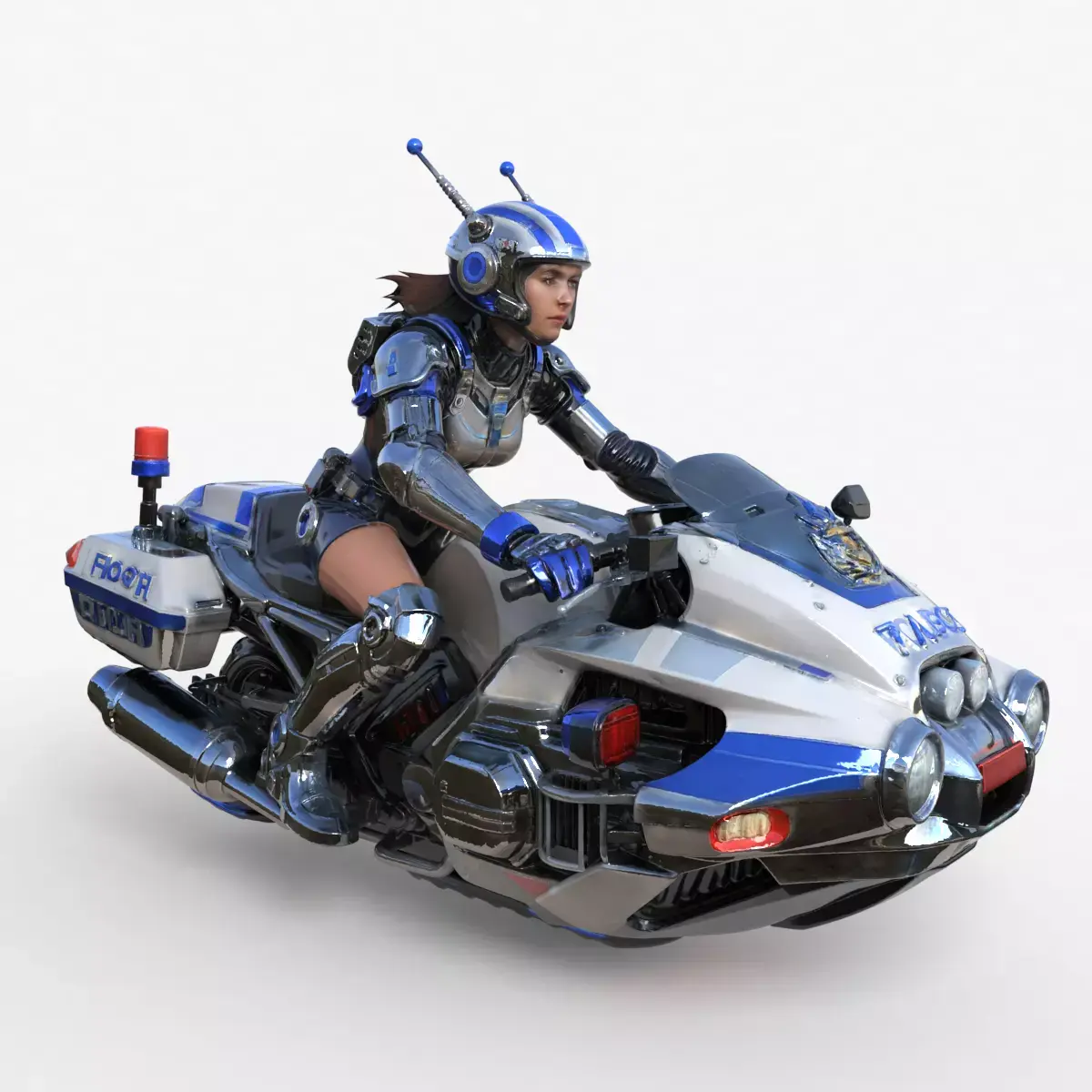 Futuristic Police Motorcycle  High Detail 3D model