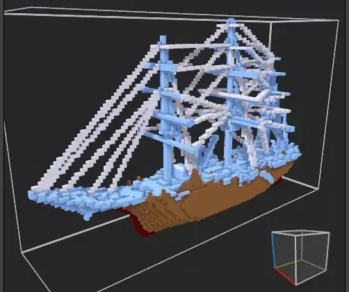 voxel boat3 Free 3D model