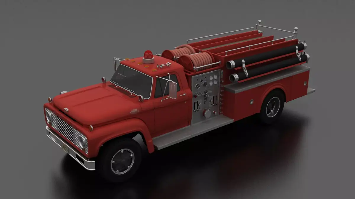 F-Series F-800 Fire Truck Unmarked 1964 Low-poly 3D model