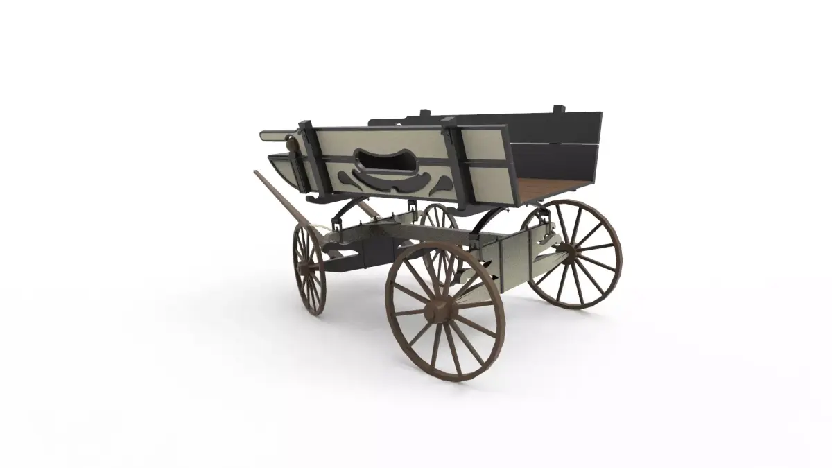 Horse cart Low-poly 3D model shop