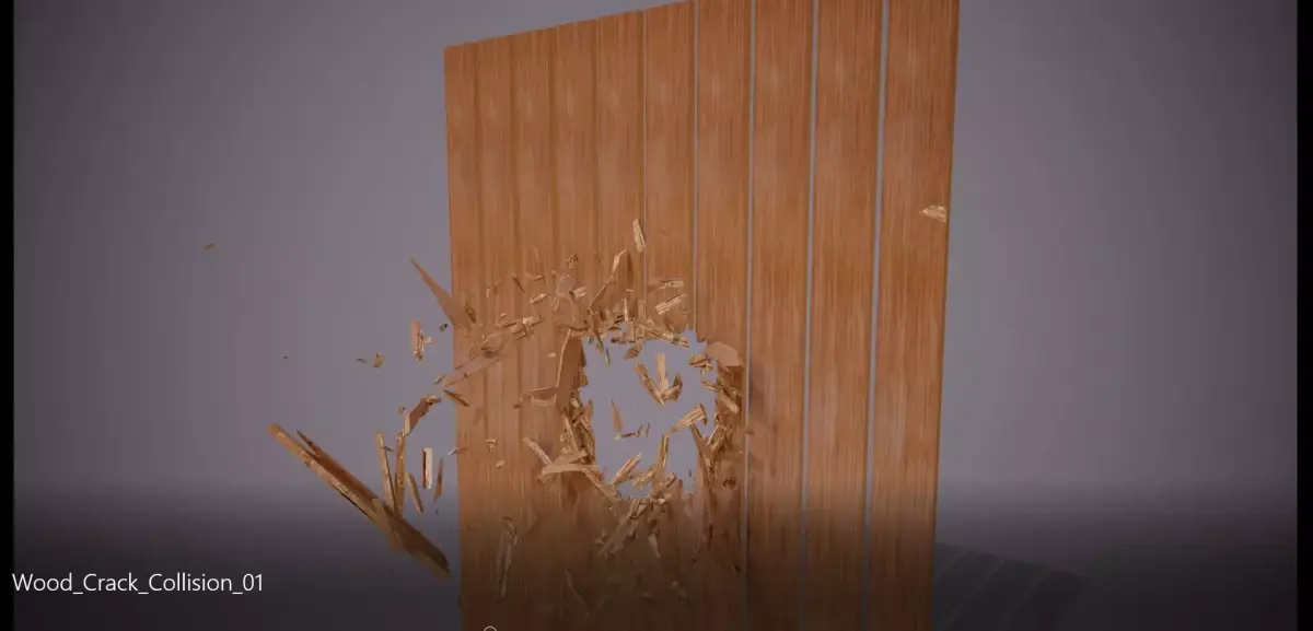WoodCrackCollision01 piece of wood being thrown into air Low-poly 3D model