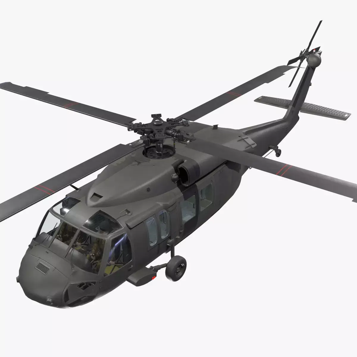 UH-60 Black Hawk Dark Basic Animation 3D model