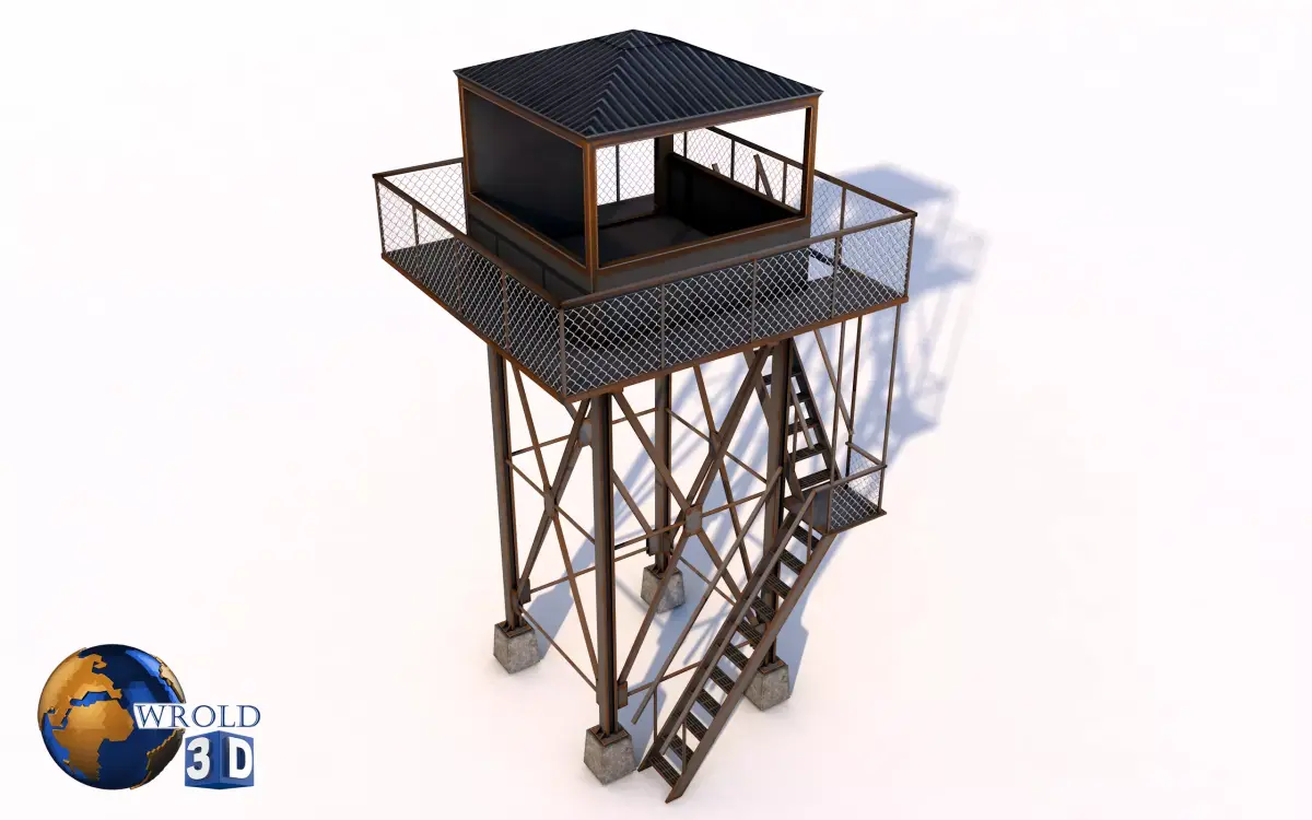 Lowpoly Lookout Tower 3d model Low-poly 3D model