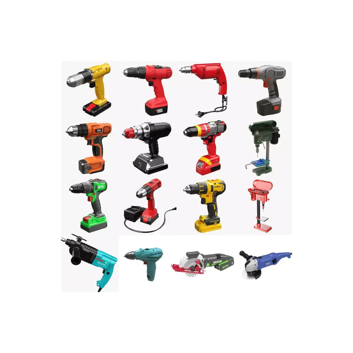  Hand Drill and Saw collection 16 in 1 3D Model Pack