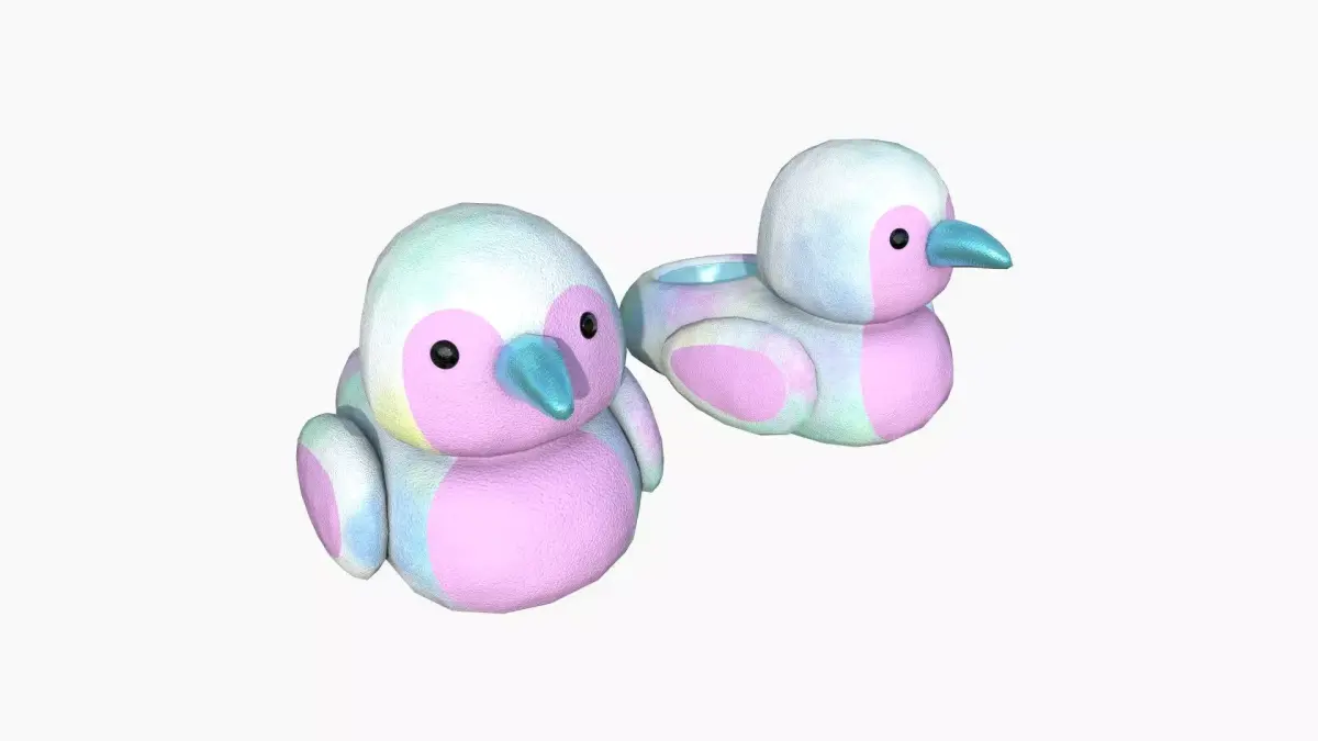 Slippers J10 Colored Bird - Costume Character Design Low-poly 3D model