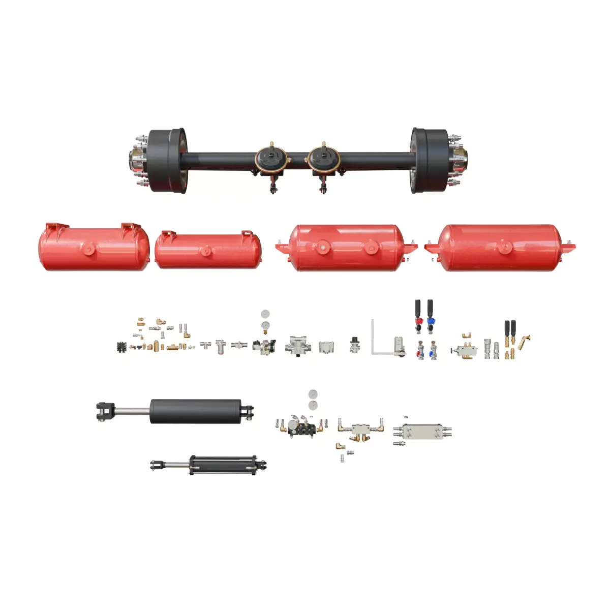 Trailer Hydraulic Parts Pack Valves - Fittings and Modular Kit Low-poly 3D model