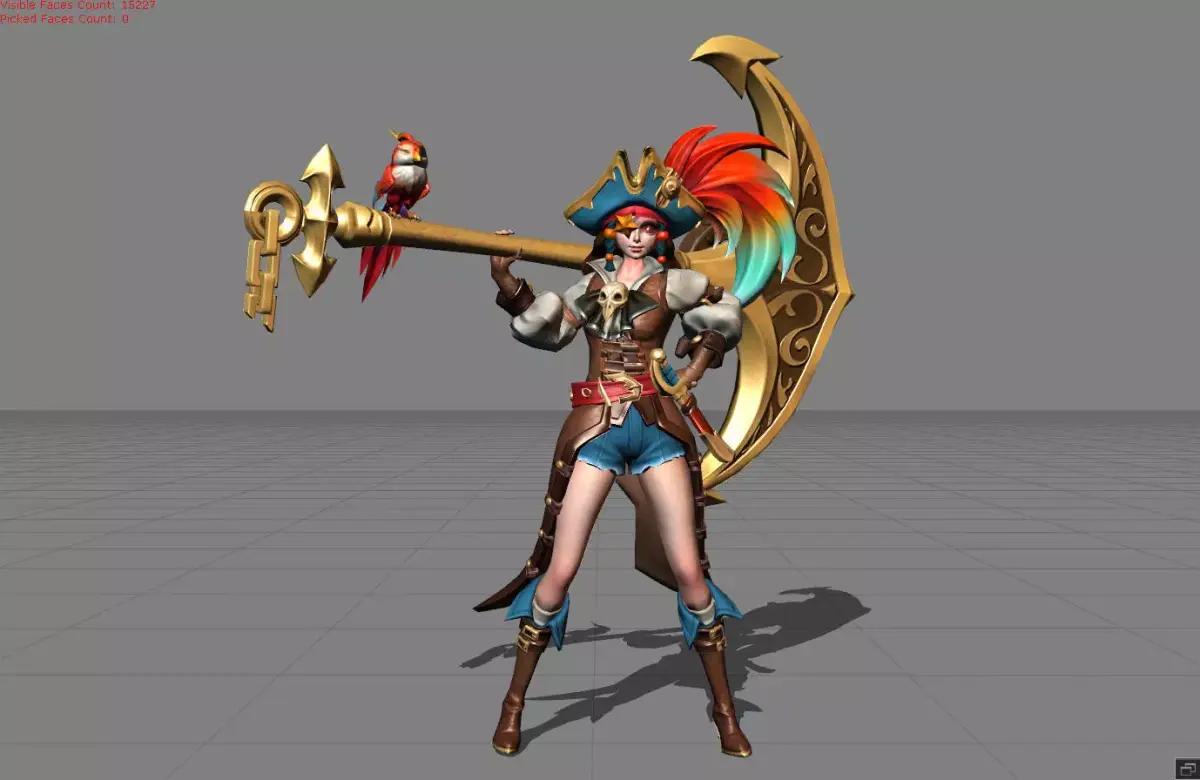 Ruby Pirate Parrot Low-poly 3D model