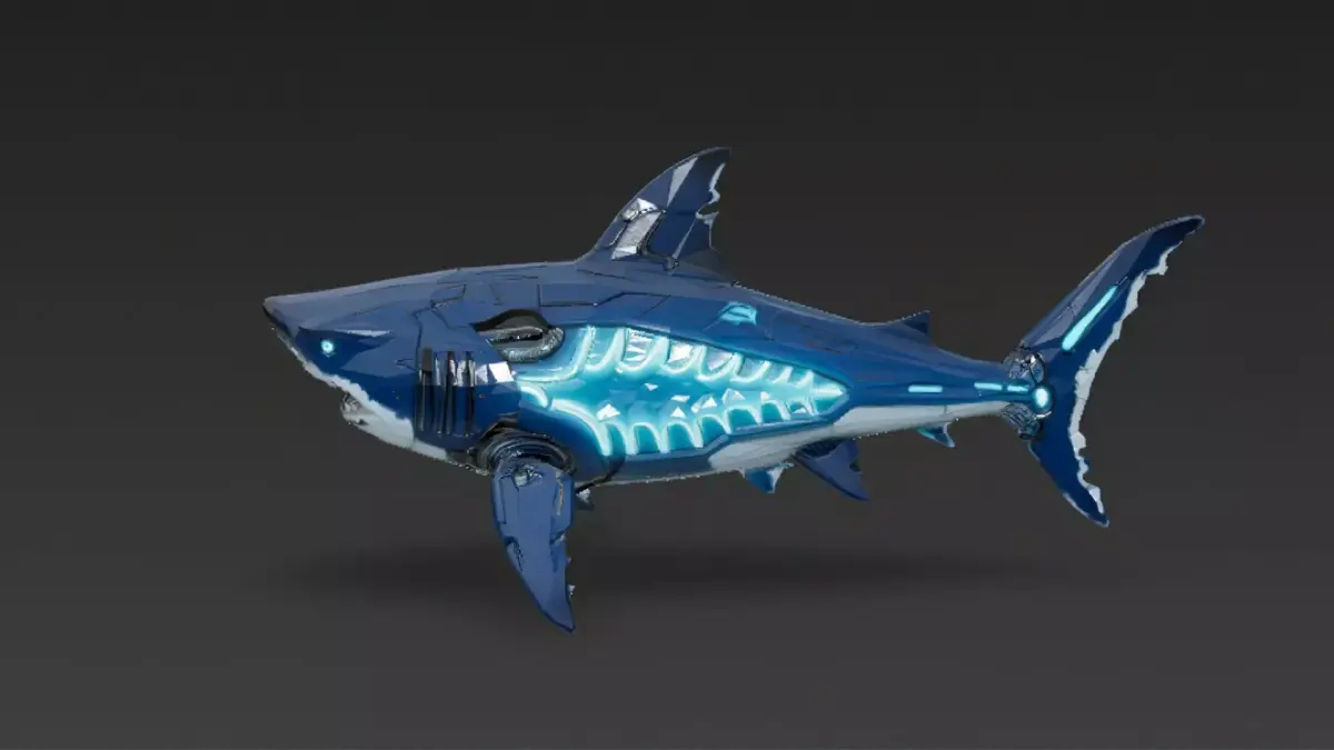 Deep Blue Cyber Shark Low-poly 3D model