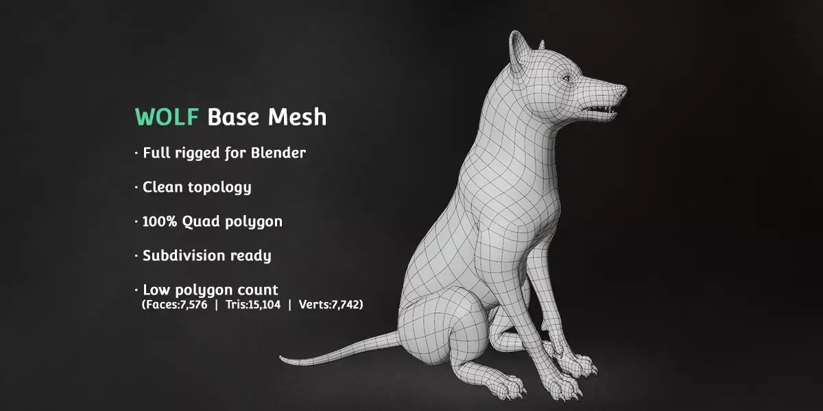 Wolf Base Mesh Free 3D model