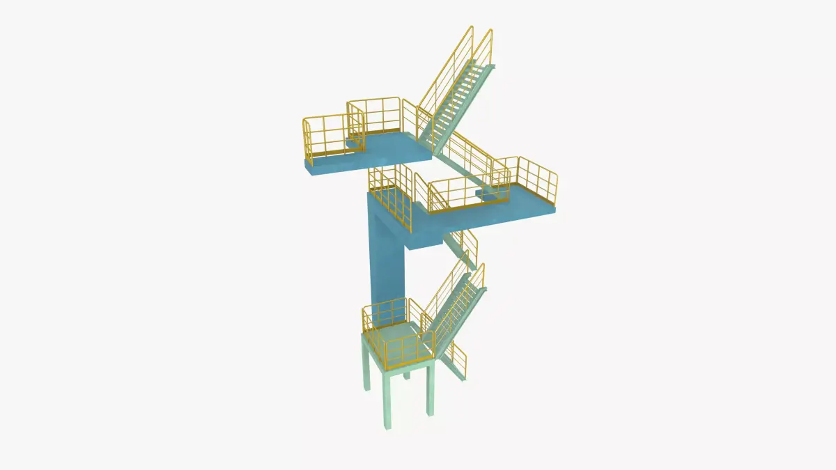Industrial Stair Case Low-poly 3D model purchase