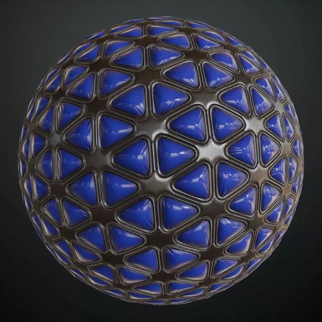 Blue Padded Triangular Sci-Fi Wall Panel PBR Seamless Texture