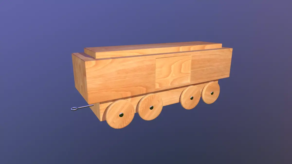 Wooden Toy Train - Cargo Wagon Low-poly 3D model