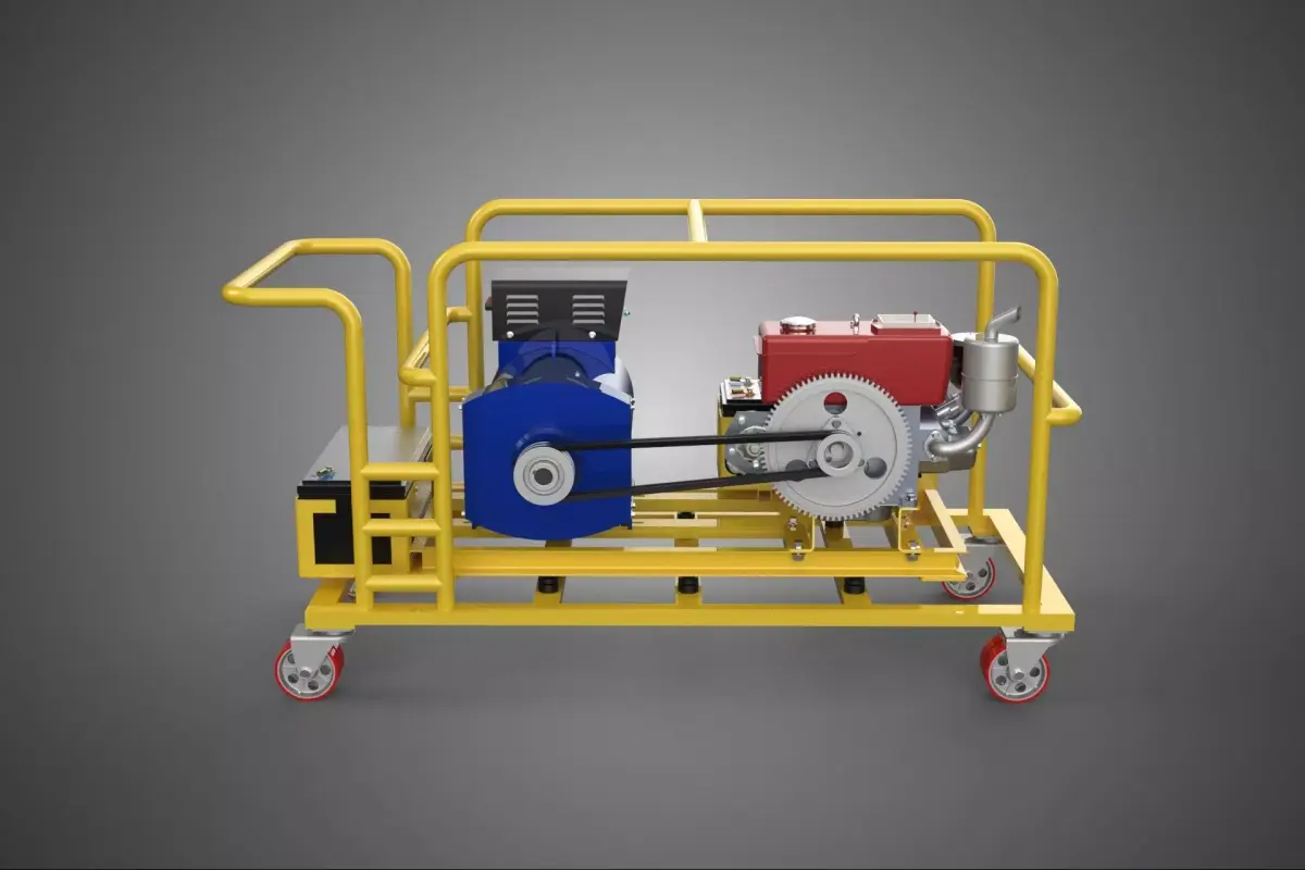 DIESEL SELF STARTER ELECTRIC MOTOR FLYWHEEL POWER GENERATOR SET 3D model