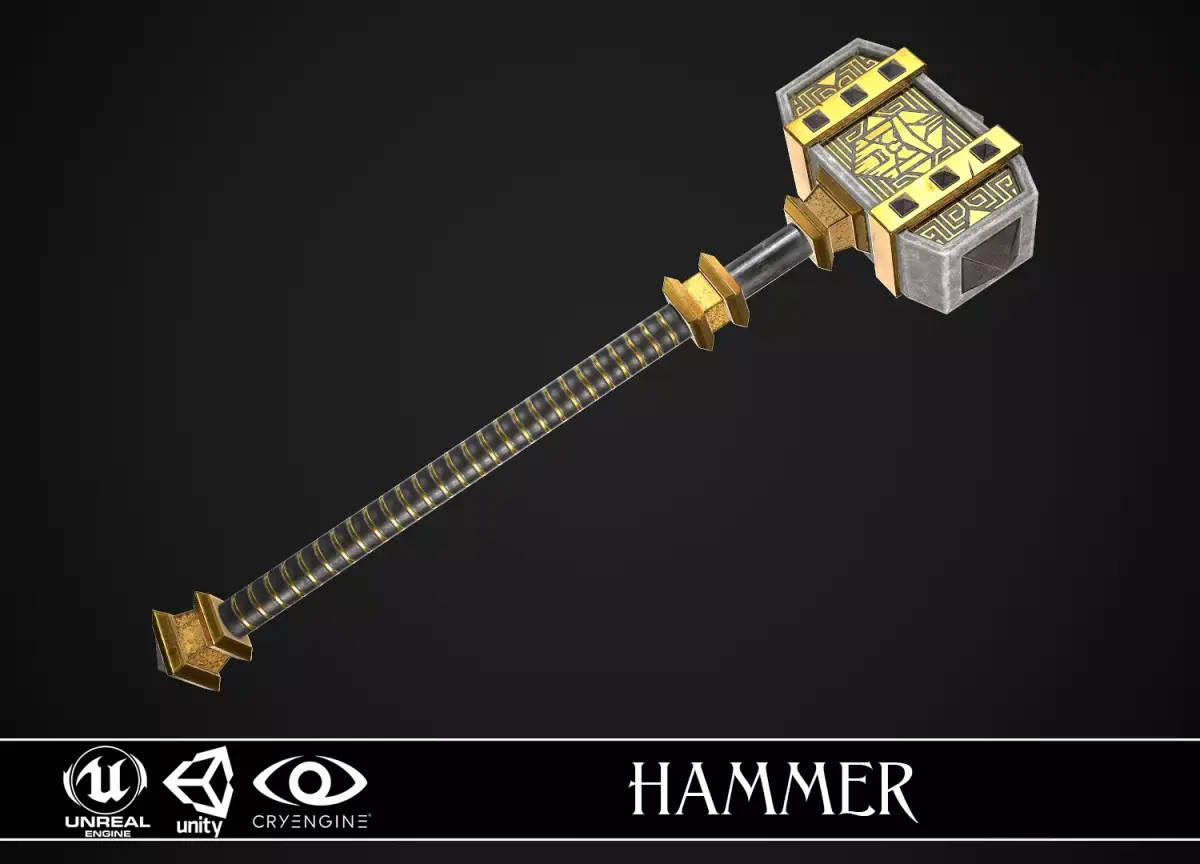 Fantasy Great Hammer 04 Low-poly 3D model