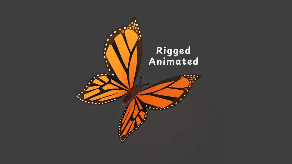 Cartoon Butterfly Wing Flapping 01 Animated Low-poly 3D model