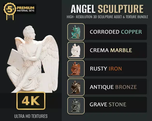 Angel Sculpture Low-poly 3D model