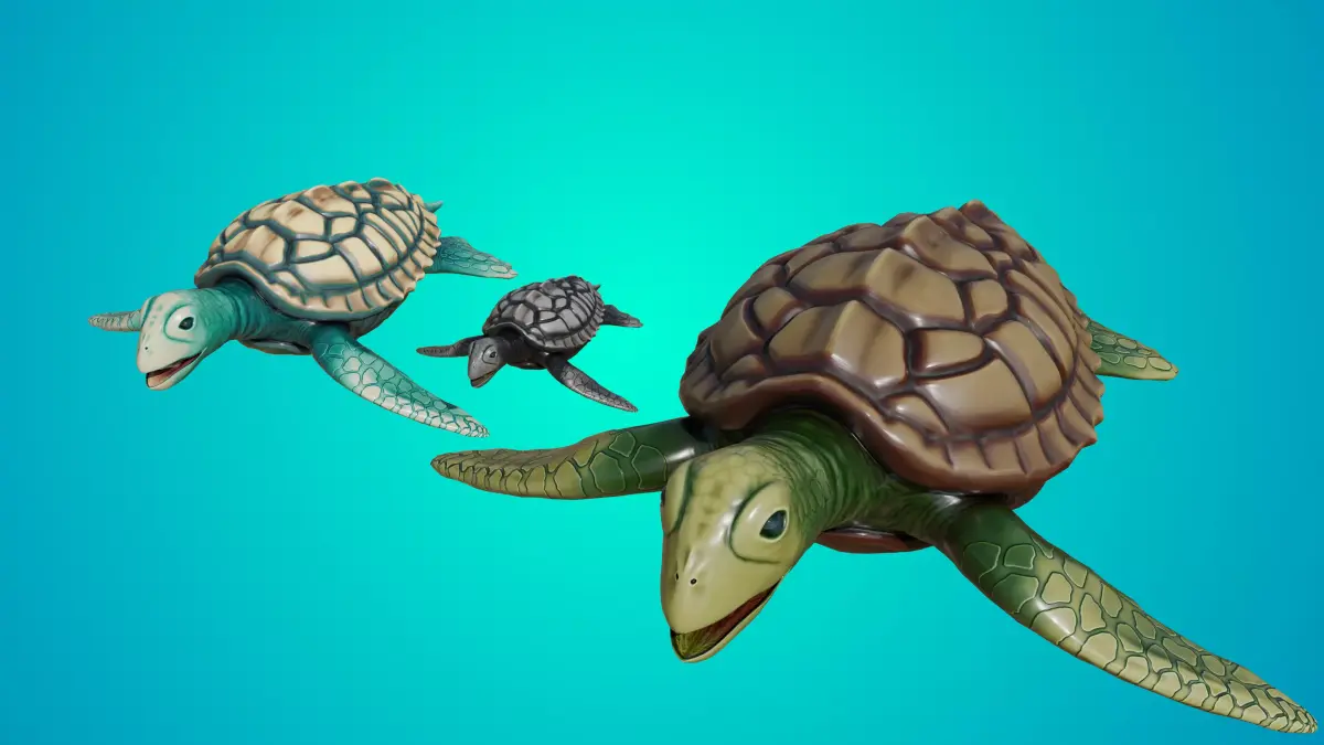 Loggerhead sea turtle Caretta caretta Family Low-poly 3D model