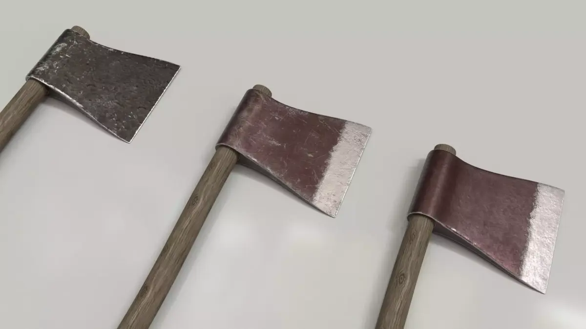 Wood Axe Set Low-poly 3D model