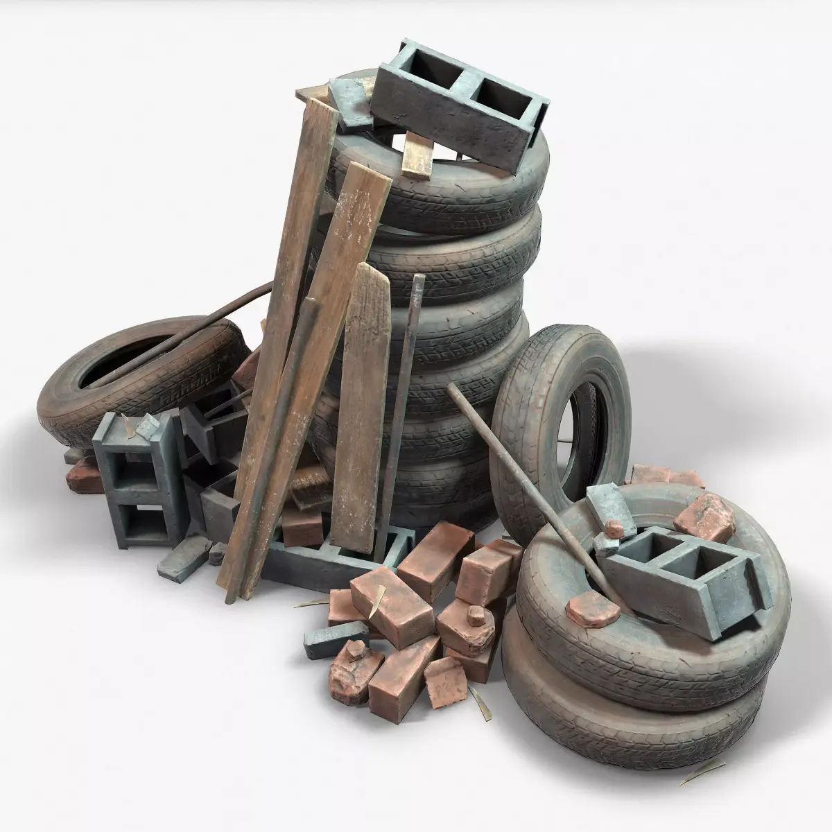 Debris Groundfill Junk Trash Kit Game Ready Low-poly 3D model