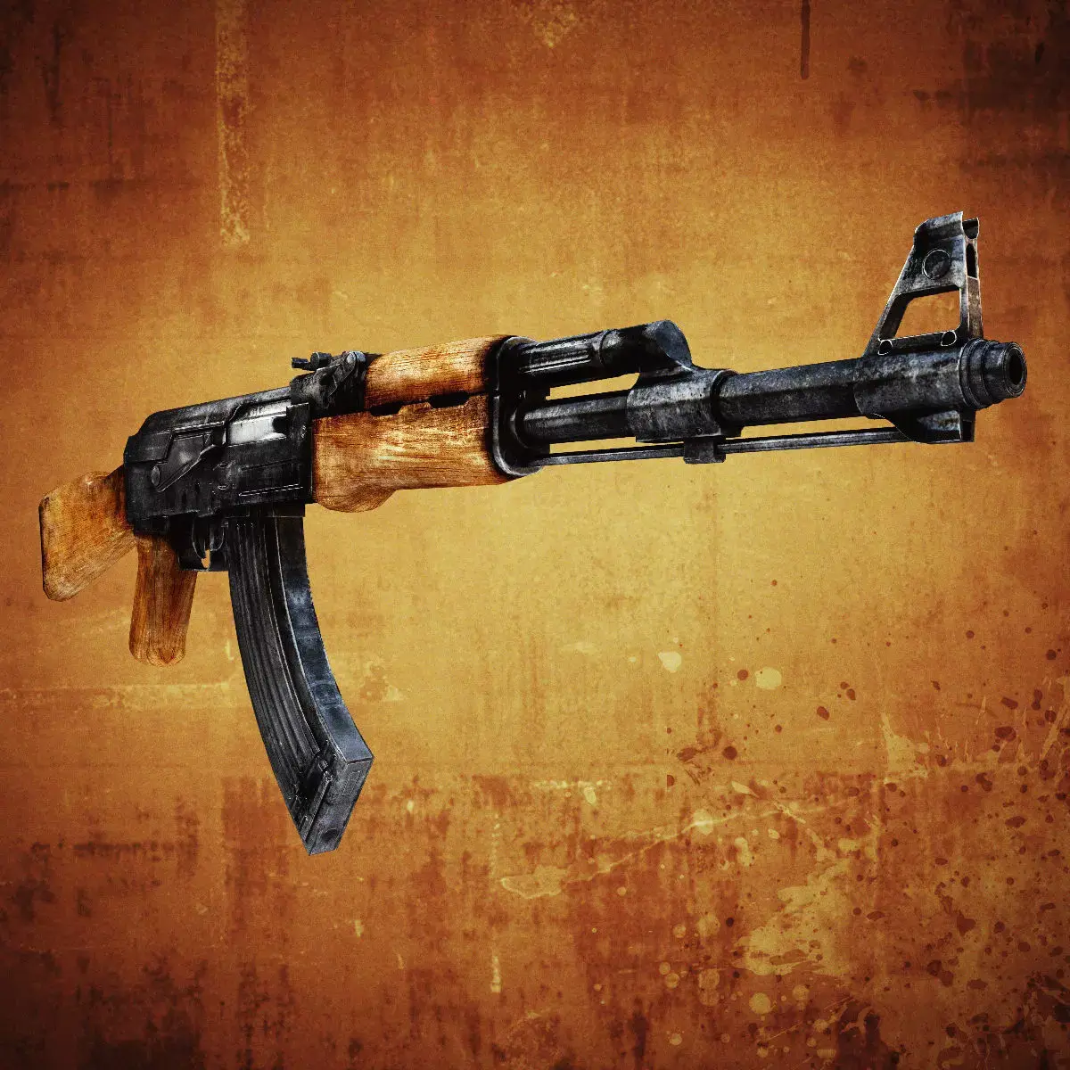 AK47 Assault rifle low poly  Low-poly 3D model