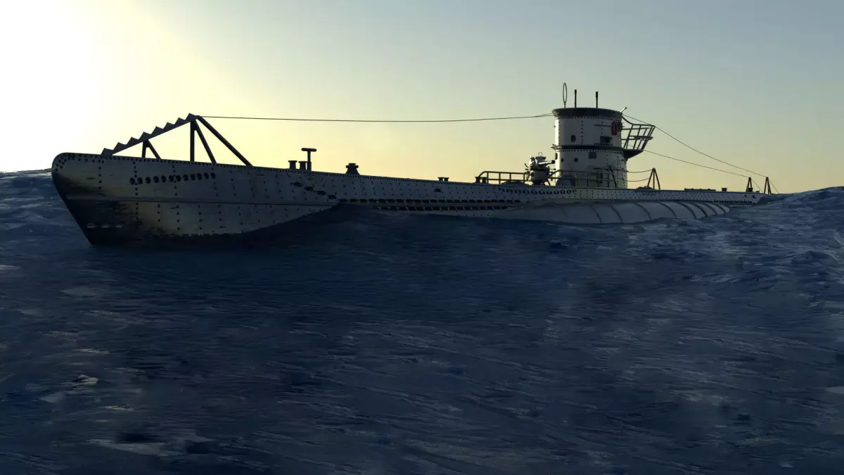 German U-boat VIIC Low-poly 3D model