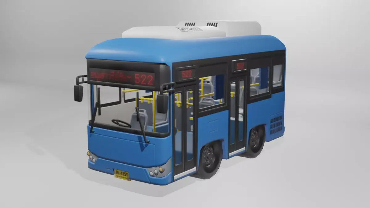 Thai NGV Bus Cartoon 3D model 3D model